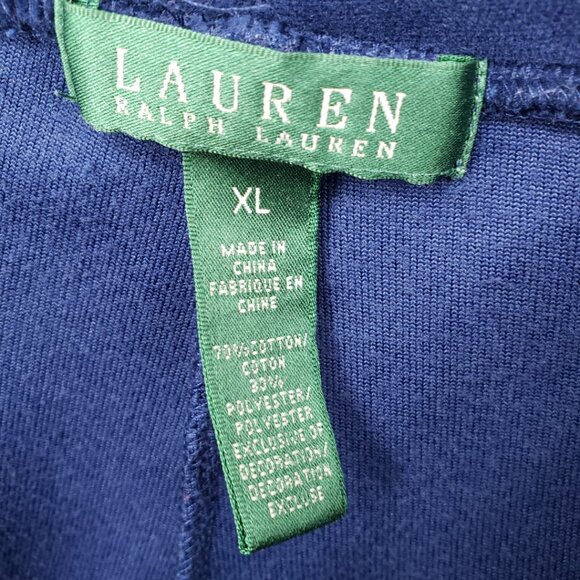 Ralph Lauren Velour Velvet Wide Leg Pull On Pants XL Womens Lounge Navy Blue - Picture 3 of 7